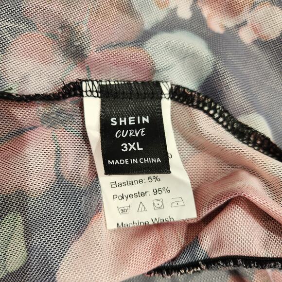 Shein Clasi Sheer Floral Mesh Hi-Lo Longline Top Size 3X - Picture 9 of 9